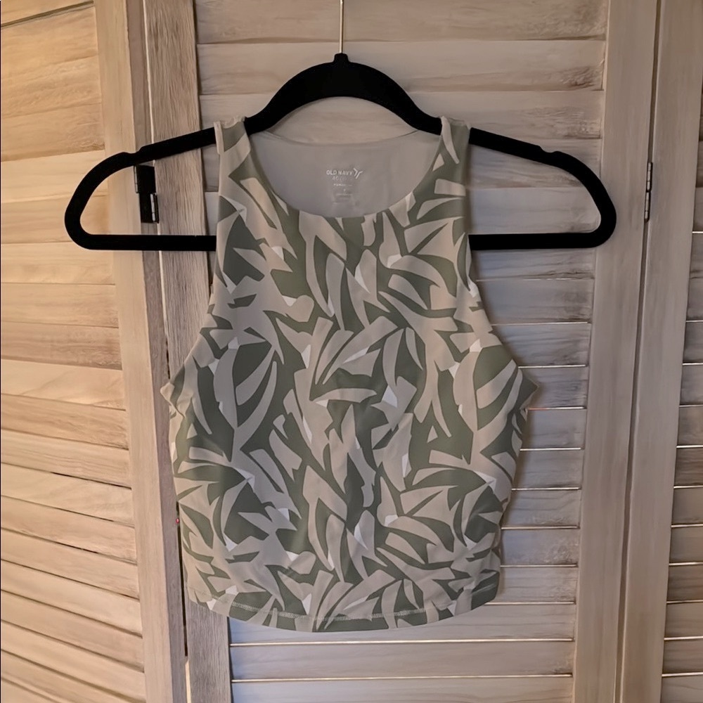 Old Olive Green Fitted Crop Tank Top